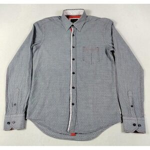 Eight X Shirt Mens Medium Gray Geometric Slim Fit Textured Westerncore Cowboy